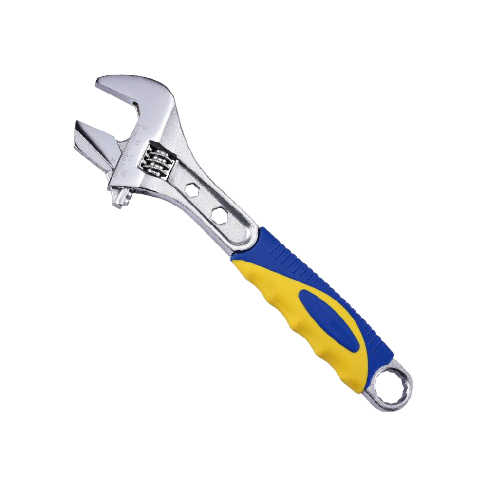 Dual-purpose large open adjustable wrench for pipe work